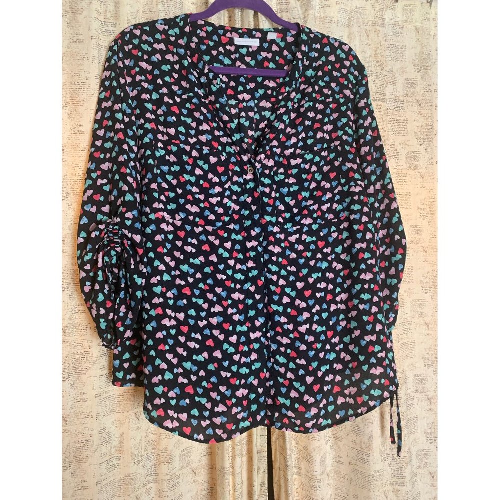 Navy heart pattern blouse